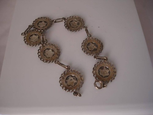 Pulsera mujer. Plata ley 925 milésimas y esmalte. Motivo flores. Azul y amarillo - Imagen 4 de 5