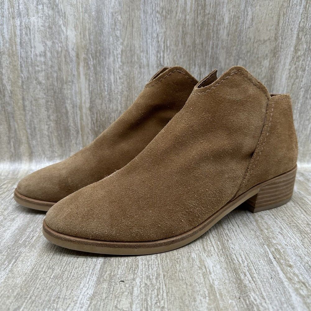 Dolce Vita Booties Womens 10 M Brown Ankle Boots Tan Suede Pull On