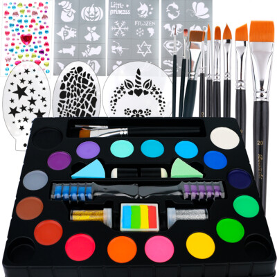 Face Painting Kit Non-Toxic Face Paint Body Painting Pro Brush Water Based
