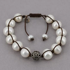 Retired Silpada Sterling RUGGED PEARLS Adjustable Sliding Cord Bracelet B2424