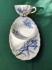 Tasse Egoïste faïence XIX ème (Insecte, Fleurs, Canard, motifs Asiatiques) (D)