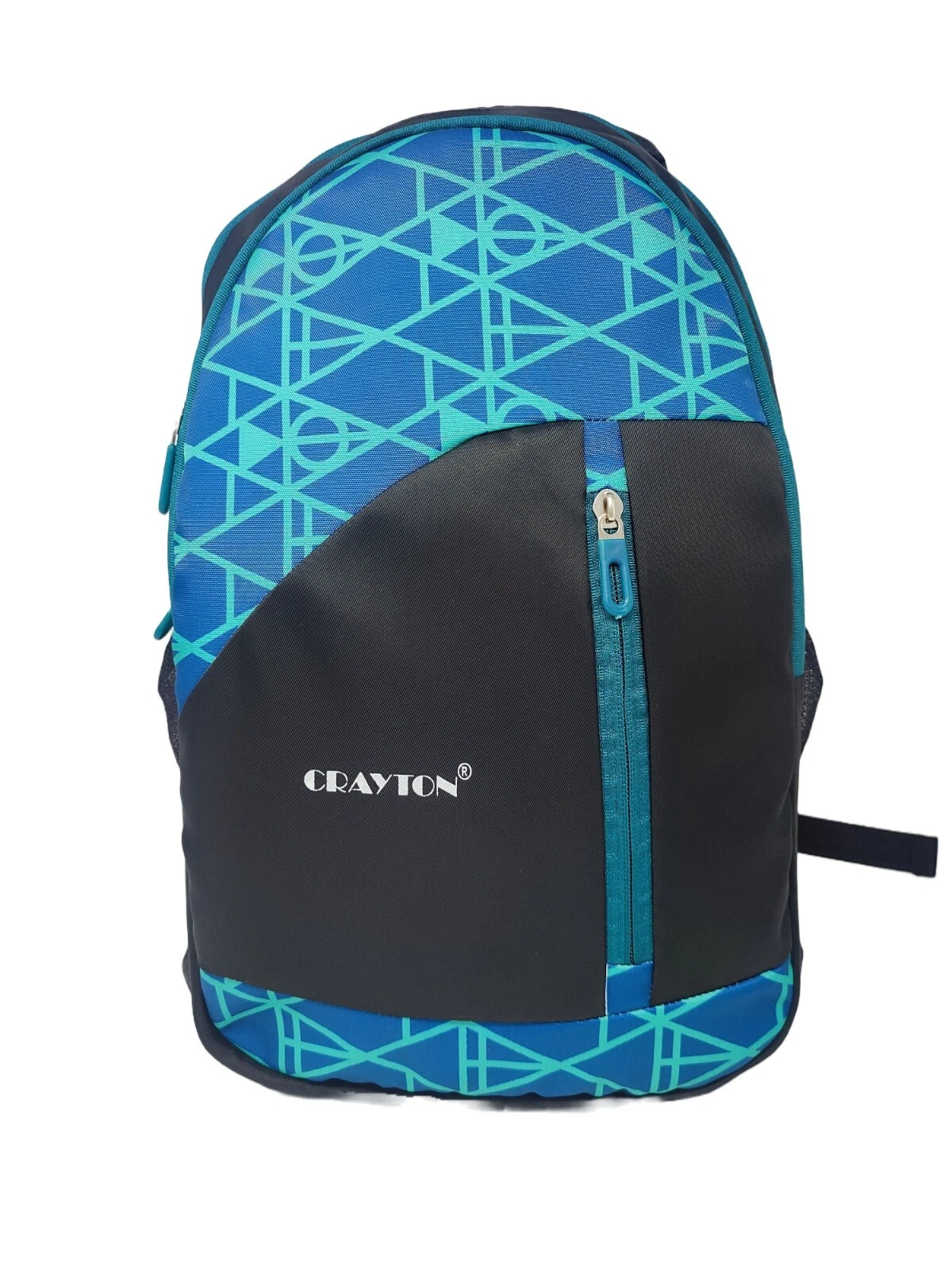 Crayton Unisex Blue Geometrical Backpack with Padded Laptop Compartment