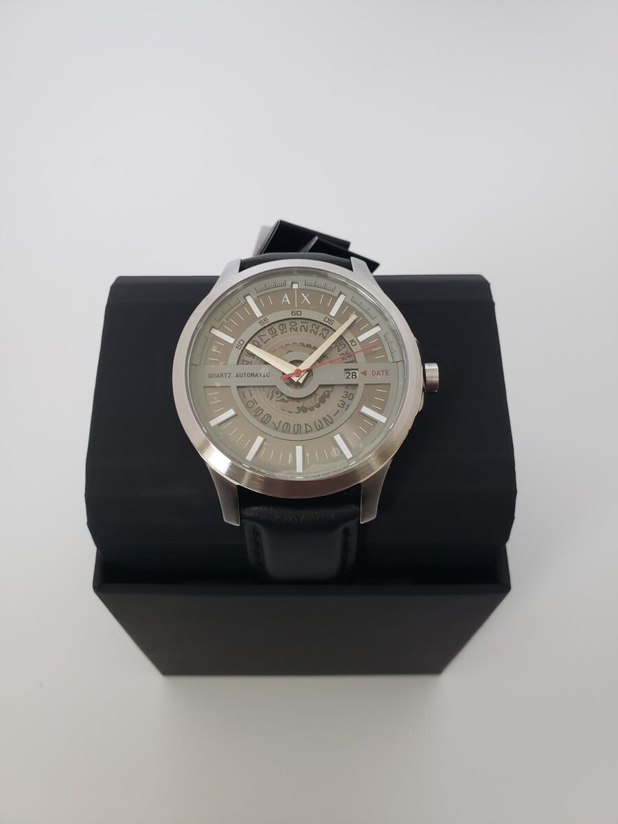 Armani Exchange Automatic Quartz Three-Hand Date Black Leather Watch NIB  AX2445 | eBay