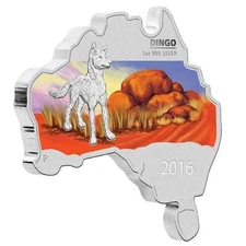 Australia MAP SHAPED COIN SERIES 2016 Dingo 1 OZ SILVER proof COIN
