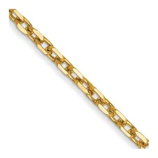 Real 14K Yellow Gold 1.8mm Diamond Cut Round Open Link Cable Chain; 20 inch