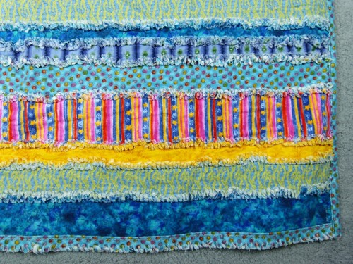Small Handmade Colorful Striped Quilt 40" x 37" by Linda Witanowski - Picture 7 of 15