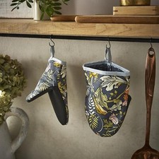 Microwave Mitts - Pair Ulster Weavers Finch & Flower 100% Cotton Navy