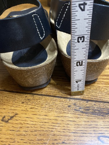 SPK Sandali con zeppa in sughero e pelle, donna US 38/7,5, pelle nera Mrsp $ 199 - Foto 5 di 6