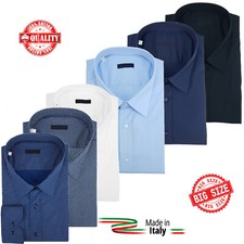 Camicia Uomo Tinta Unita Taglie Forti  Manica Lunga Collo46 47 48 49 50 51 52