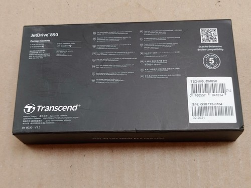 240 GB Transcend JetDrive 850 NVME Thunderbolt PCIe actualización SSD para Macbook - Imagen 2 de 5