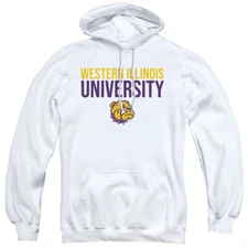 WIU Adult Pullover Hoodie Stacked, White, S-3XL