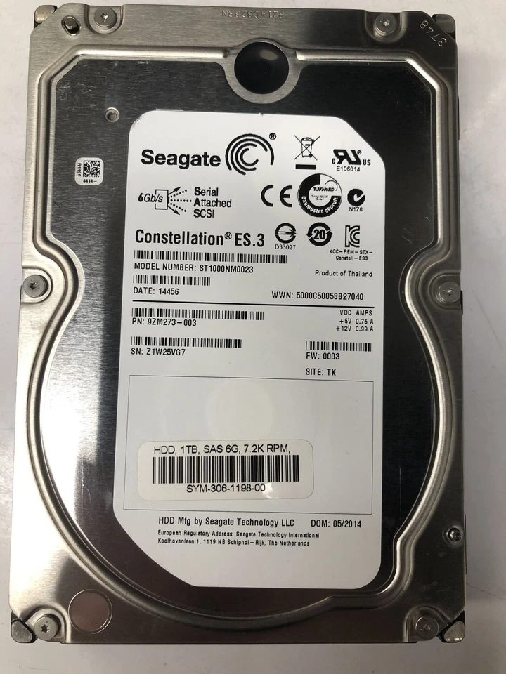 ST1000NM0023 Seagate 1TB 7.2K RPM 6Gb/s 3.5" SAS HDD Hard Drive (ST1000NM0023) - Image 3 of 3