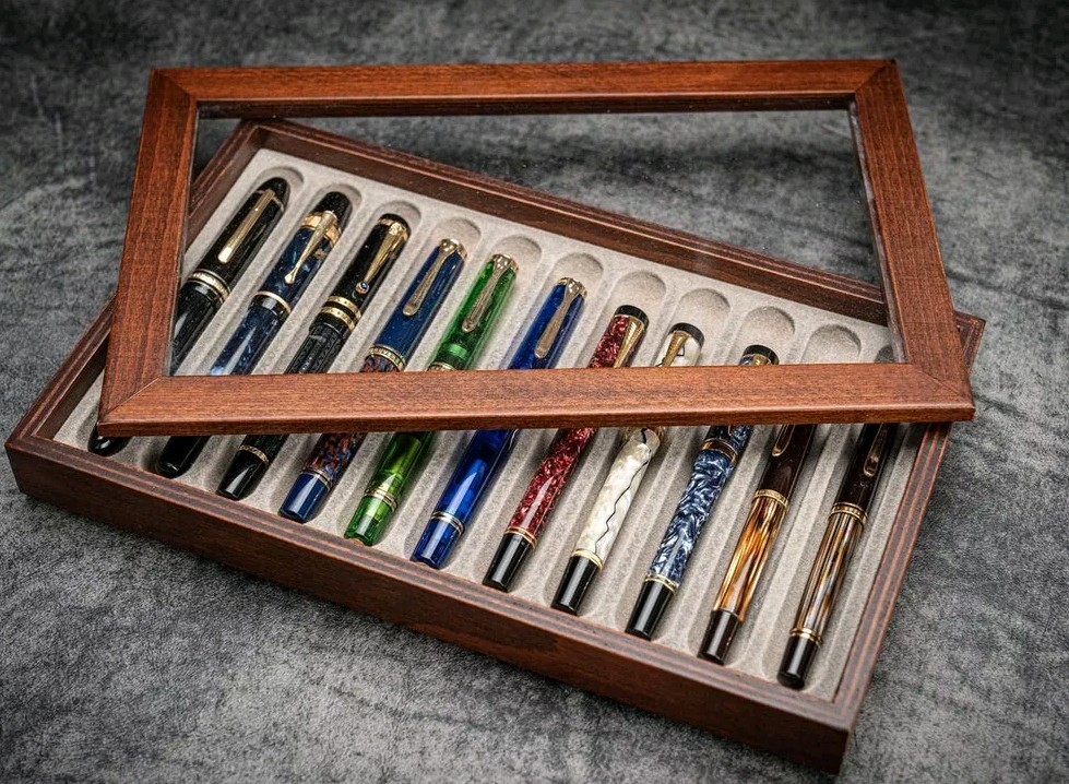 筆記具 STACK & STORE WOOD PEN TRAY CLEAR LID Stack & Store Wood Pen Display Box - With Clear Lid | eBay