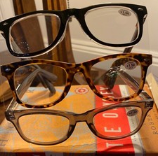 Premium Contemporary Trend Wayfarer Reading Glasses by Icon, 3 Pairs, New,