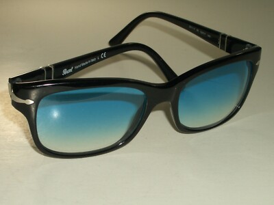 52 17 140 PERSOL 3011-V 95 BLUE GRADIENT SHINY BLACK RECTANGULAR SUNGLASSES