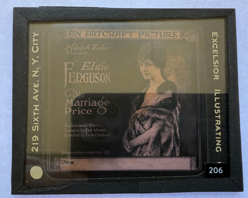 MAGIC LANTERN SLIDE MOVIE THE MARRIAGE PRICE ELSIE FERGUSON ARTCRAFT 1919 RARE