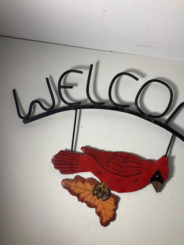 Letrero de bienvenida cardenal de hierro forjado vintage de 18 pulgadas Foto 4 de 4
