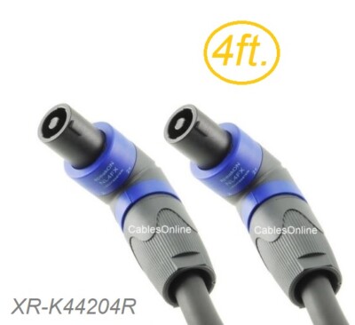 4ft SpeakOn Neutrik Right-Angle 4-Conductor/12awg NL4FX Pro Audio Speaker Cable