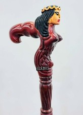 Mermaid wooden carved Walking Handle Collectible Handicraft Walking Cane Wooden