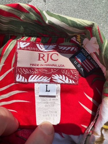 Vintage RJC Aloha Hawaiian Shirt Made in Hawaii USA Pink Red Floral Size L - Picture 2 of 6