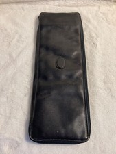 Vintage Black Leather Zip Around Men's Tie Travel Case Carrier With Hanger