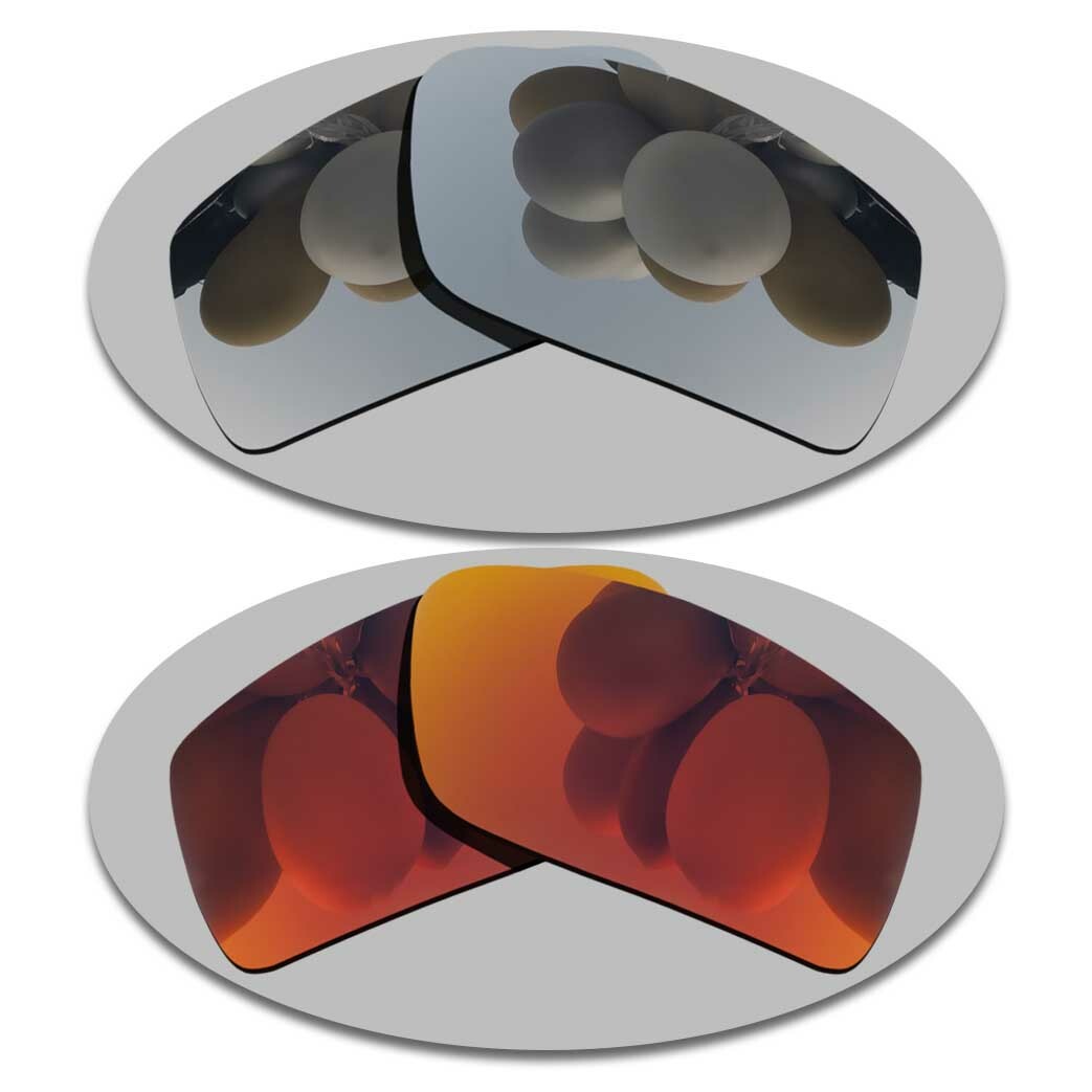 Silver&Fire Red Anti-Scratch Replacement Lenses For-Oakley DOUBLE EDGE Polarized