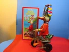 Vintage Schylling Duck On A Bike Wind Up Pressed Metal Tin Toy 8" Tall