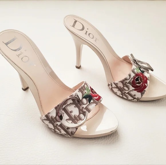 DIOR - Diorissimo Floral Embroidered Trotter Clogs | eBay