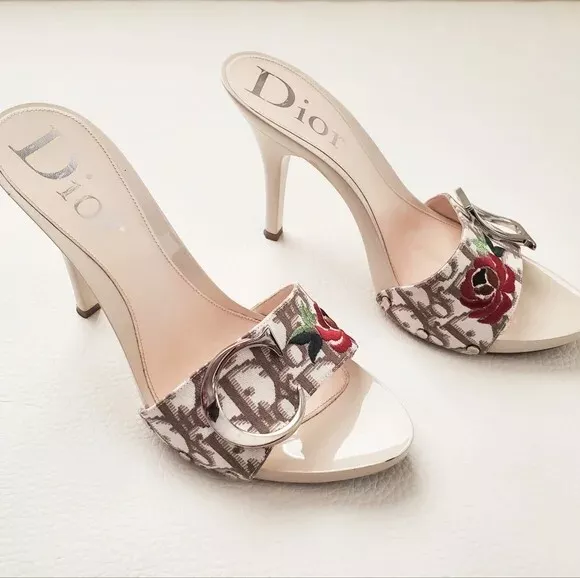 DIOR   Sabots trotteurs floraux brodés Diorissimo