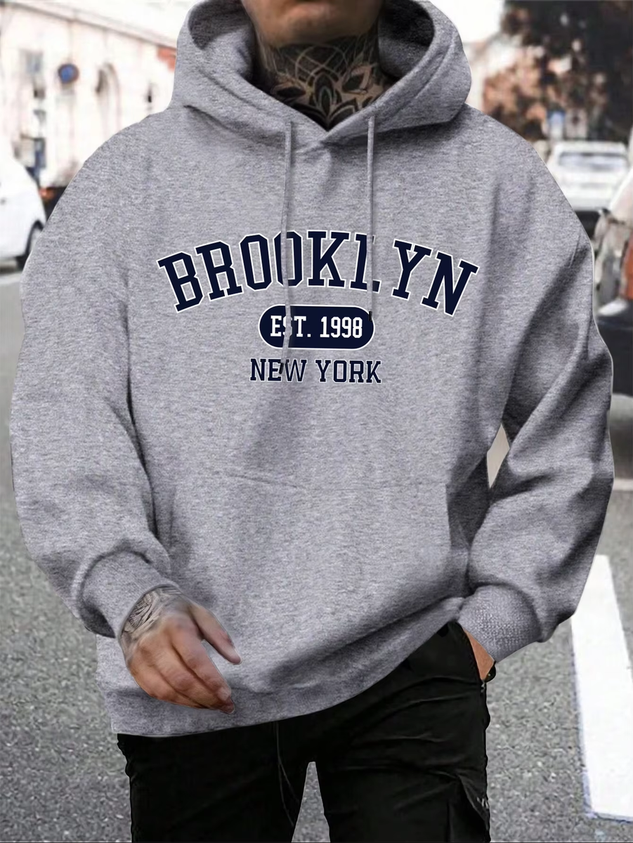Brooklyn Est 1998 New York Printing Men Hoodies Harajuku Crewneck