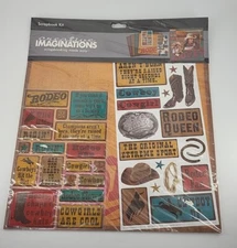 RODEO Creative Imaginations Scrapbooking kit 39 stickers 8 papers Retired RARE