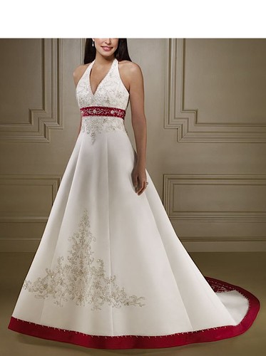 Abito da sposa Bianco e Rosso - Wedding dress White and Red - Impero -  00115B | eBay