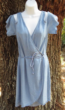 Lovestitch light soft Denim look Tencel Wrap Dress Small drop cold shoulder