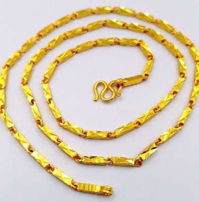 4 MM Gold Bar Chain Link 23K 24K Thai Baht Yellow Gold GP Necklace 24 in 58 g
