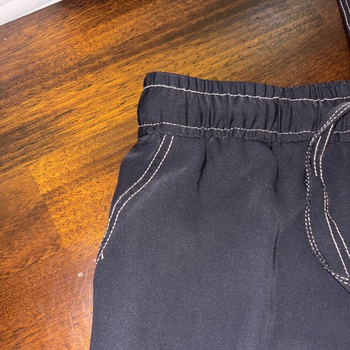 1.STATE Womens Wide Leg Casual Cropped Pants, black L White Stitching Tie Waist - Picture 3 of 10