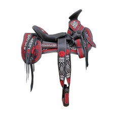 15" Black Montura Embroidered Charro Leather Saddle