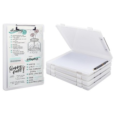 9.06x12.6 Inch Plastic Clipboard Storage Box Metal Clip Side Opening 5 PCS