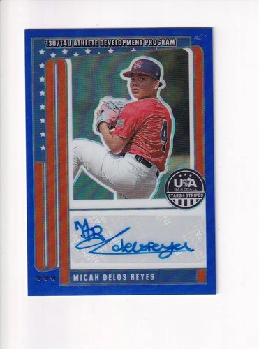 2026 Panini USA BASEBALL STARS & STRIPES PRIZM BLUE AUTO MICAH DELOS REYES 31/49