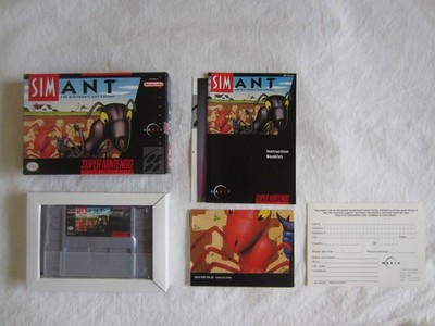 SimAnt (SNES) Super Nintendo CIB 100% Complete + Poster Sim Ant 1993 Maxis RARE