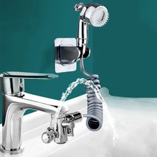 Faucet External Shower Head Set Handheld Sprayer Hose Wall Holder Hair Wash Kit
