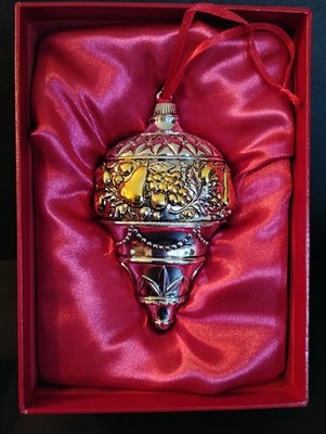 Waterford Fine Silver 4.5'' Georgian Pendant Ornament Silver & Gold In Box