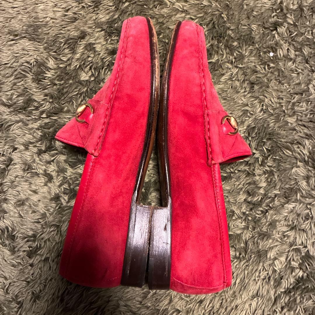 GUCCI Women's Loafers Horsebit Suede Red EU36.5/US6.5 120230c thumbnail 6