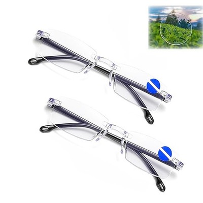 2 Stück Autozoom Lesebrille, Intelligente Zoom Lesebrille Herren Damen,Anti B...