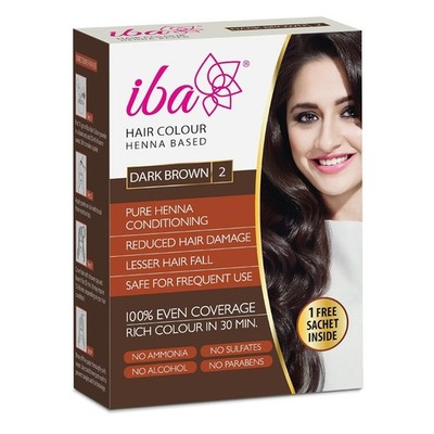 Iba Haarfarbe für Damen - Dunkelbraun, 70g | Puderbeutel auf 100% reiner...