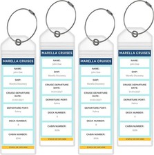 Cruise Luggage Tag Holders for Marella Tui, Waterproof, Pack of 4, Steel Loops