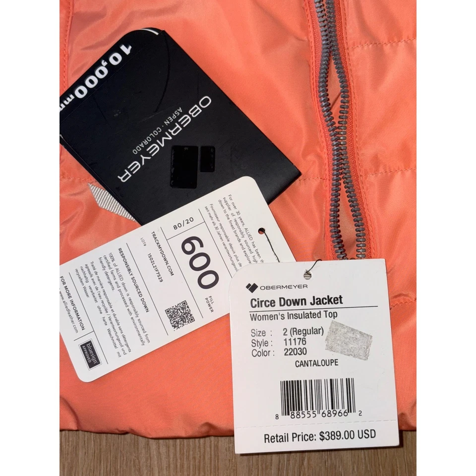 Chaqueta de plumón Obermeyer Circe para mujer nueva con etiquetas - talla 2 (regular) - melón Foto 3 de 4
