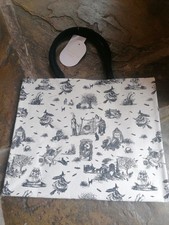 BNWT witch bat skull cat grave Halloween cotton canvas shopping tote bag TK Maxx