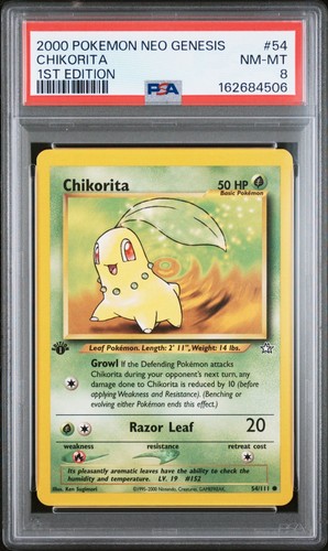 Chikorita (1st Edition) graded PSA 8 for sale on eBay