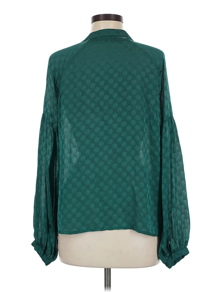 Circle Ruffle Pattern Great Jones Women Green Long Sleeve Blouse M | eBay