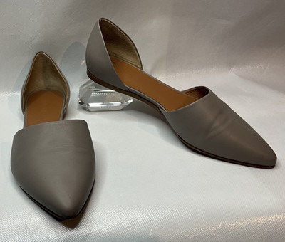 Vince D Orsay Flats Pointed Toe Leather Italy Gray Size 7 / 37.5